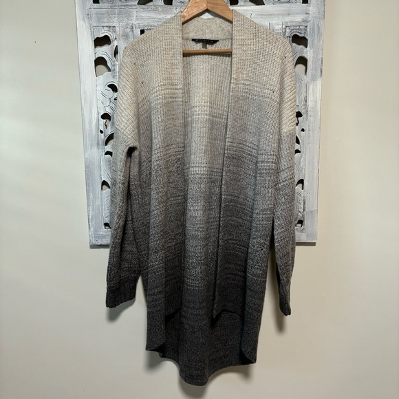 Athleta Wool Cashmere Luca Ombré Wrap Gray Knit Open Front Long Cardigan NWOT - Picture 2 of 7